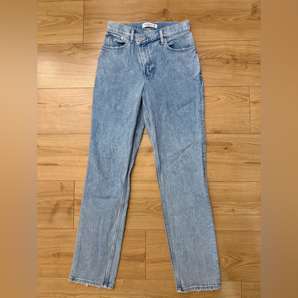 Abercrombie & Fitch Light Blue High-Rise Straight Jeans